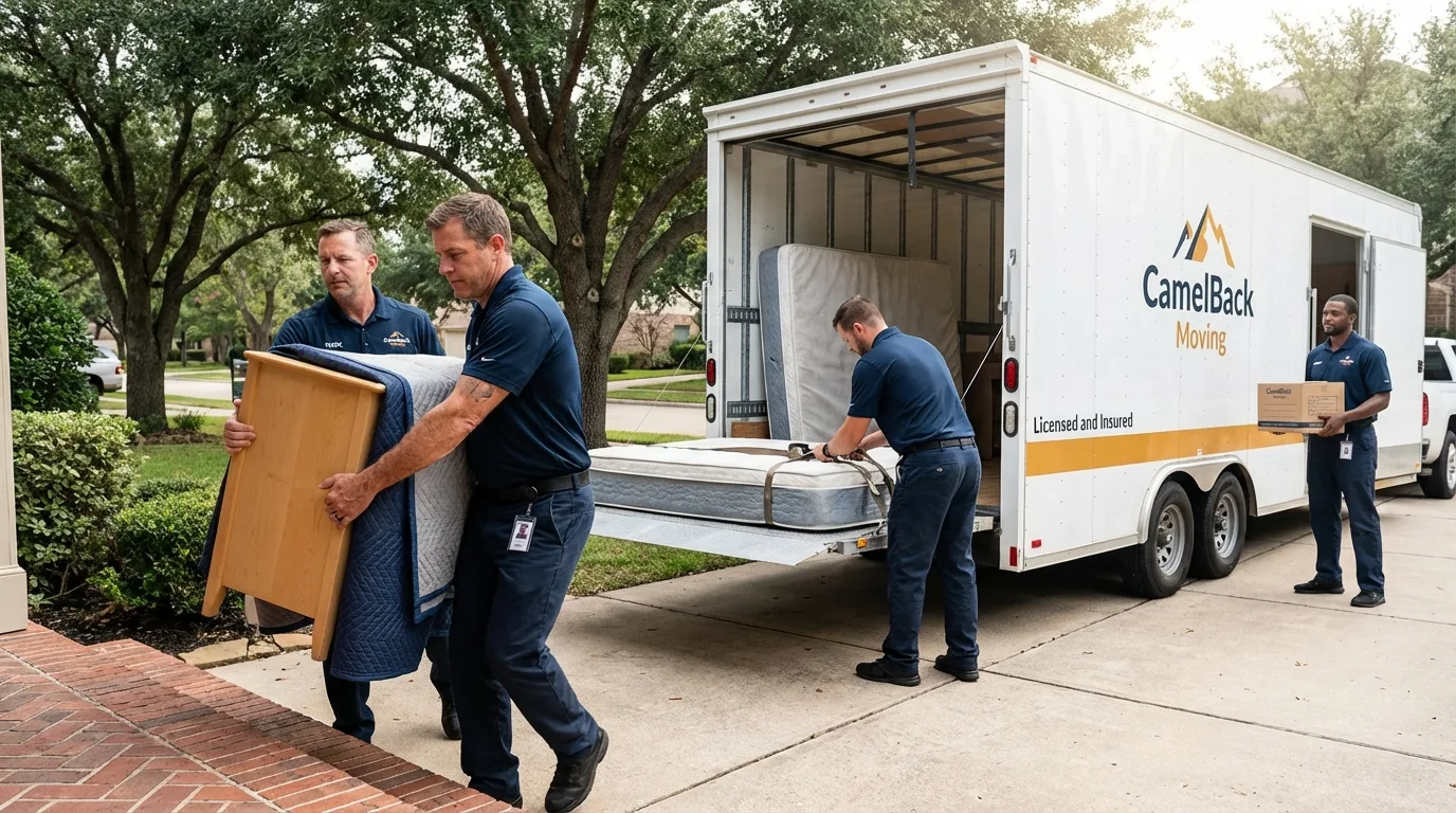 Crew loading residential truck for cross-state move from Pickens, MS